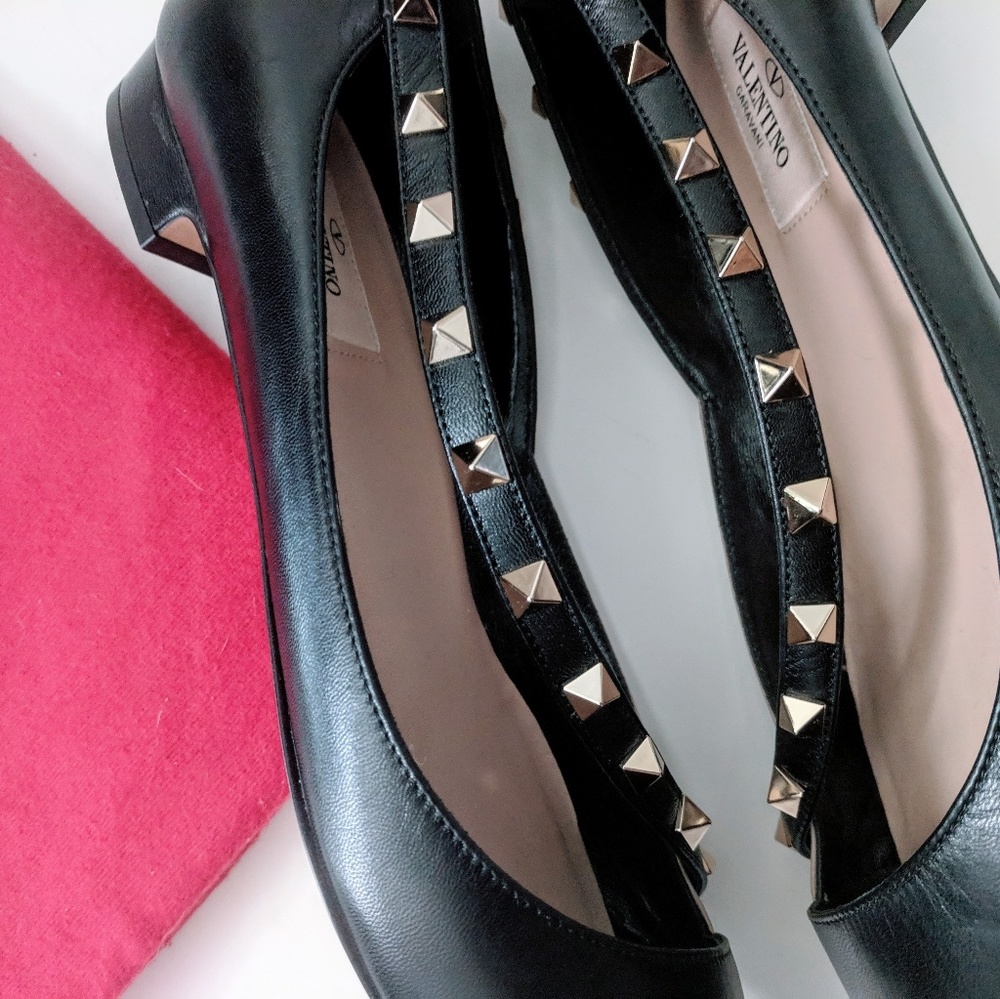 SALE!🎀Valentino🎀Rockstud D'Orsay Ballerina Flats - Picture 5 of 8
